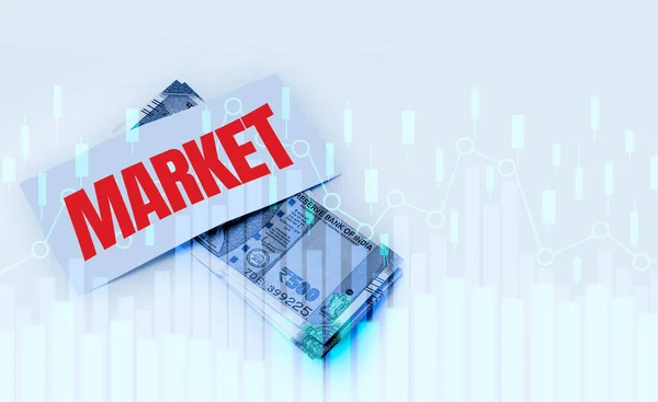 Crescimento Mercado Ações Indiano Gráfico Negócios Mercado Ações Com Moeda — Fotografia de Stock