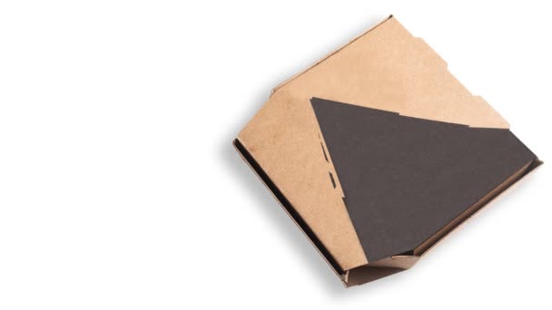 Ζεστό Κουτί Πίτσα Παραδίδεται Και Φέτες Πίτσα Εξαφανίζονται Κίνηση Stop — Αρχείο Βίντεο