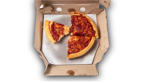 Animazione Stop Motion Mangiare Una Deliziosa Pizza Mais Una Scatola — Video Stock