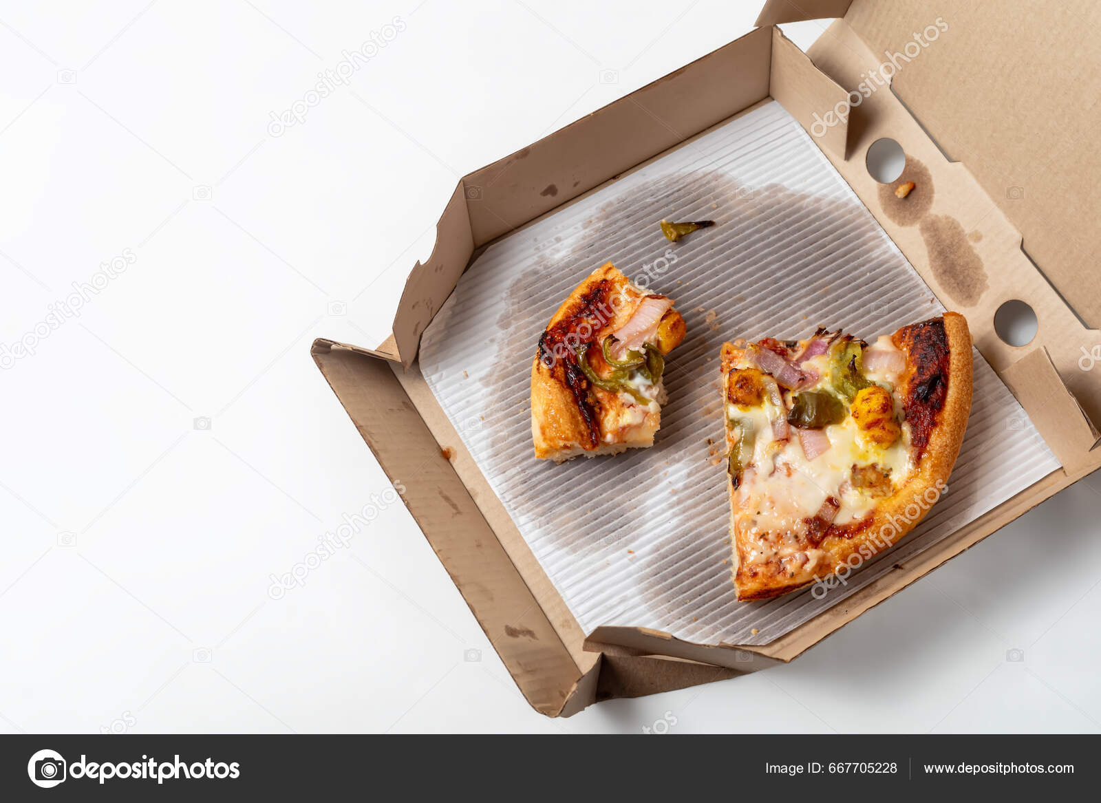 Leftover Pizza Open Cardboard Pizza Box Isolated White Background Stock  Photo by ©avpk 667705228
