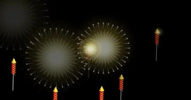 Siyah arkaplanda havai fişek hareketi grafikleri. Diwali Festivali Havai fişek Festivali arka planı.