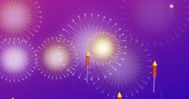 Animasyon havai fişekler Diwali kutlama arka planı. 4 Temmuz, Yeni Yıl, Diwali Festivali Kutlaması.