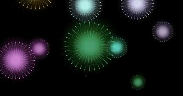 Diwali Γιορτή Πολύχρωμα Πυροτεχνήματα Μαύρο Φόντο Για Νέο Έτος Diwali — Αρχείο Βίντεο