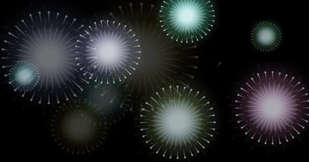 黒い背景に多色の孤立した花火 ディワリフェスティバルのお祝い花火の背景 — ストック動画