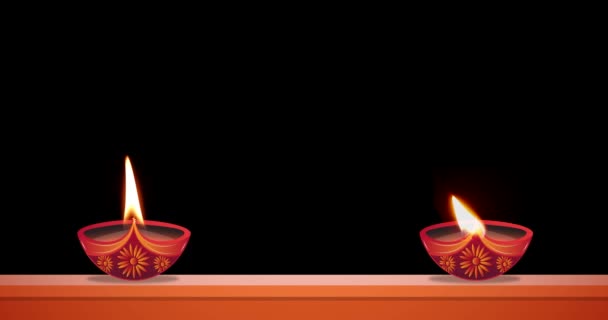 Olejová Lampa Hořící Zdi Při Indické Hinduistické Slavnosti Černém Pozadí — Stock video