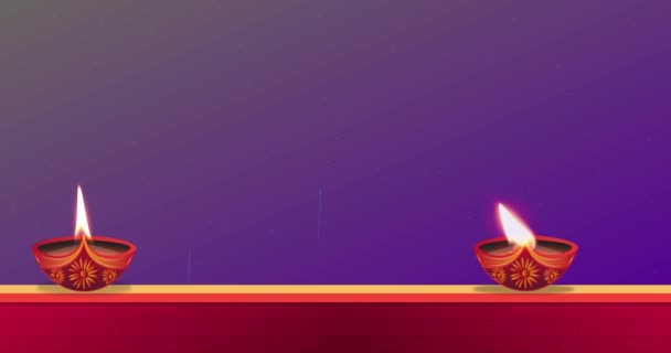 Lâmpada Óleo Queimando Parede Com Texto Diwali Saudação Fundo Fogos — Vídeo de Stock