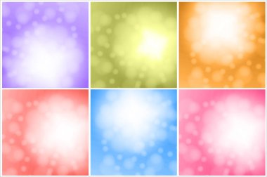 Bokeh efektli soyut renkli arka planlar. Vektör illüstrasyonu.