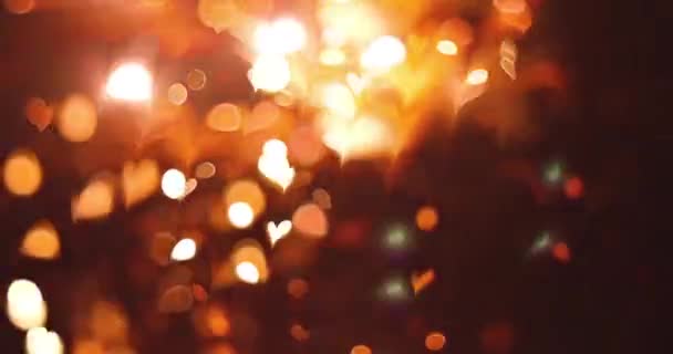 Glowing Heart Bokeh Effect Black Background Romantic Abstract Motion Background — Stock Video