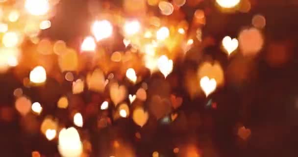 Glühendes Herz Mit Bokeh Effekt Auf Schwarzem Hintergrund Romantische Abstrakte — Stockvideo