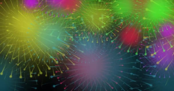 Celebración Navideña Fuegos Artificiales Multicolores Sobre Fondo Oscuro Para Julio — Vídeos de Stock