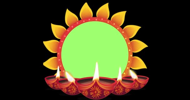 Happy Diwali Tło Animacji Ruchu Diya Lampy Wakacje Hinduski Festiwal — Wideo stockowe