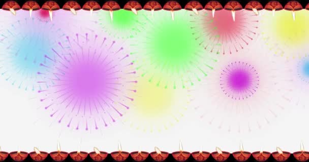 Анимационная Графика Движения Масляной Лампы Дивали Движущейся Слева Снизу Справа — стоковое видео