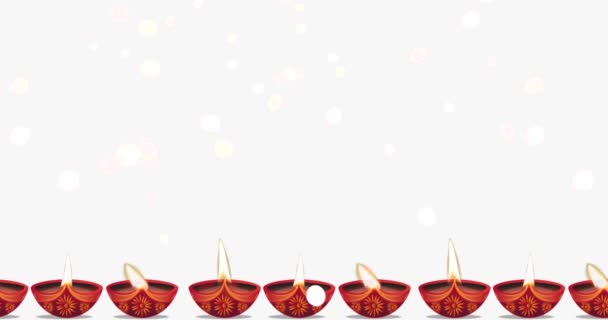 Gráficos Movimento Animado Festival Hindu Celebração Diwali Com Lâmpadas Óleo — Vídeo de Stock