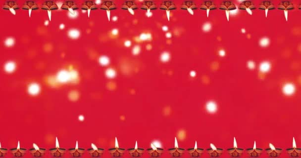 快乐Diwali运动图形动画背景与移动油灯和爆竹效果在中间 印度教节日背景 — 图库视频影像