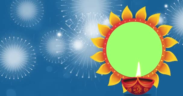 Animación Movimiento Del Festival Hindú Indio Diwali Celebración Con Lámpara — Vídeos de Stock