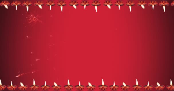 Анимированная Графика Движения Счастливого Фона Дивали Движущимися Масляными Лампами Фейерверками — стоковое видео