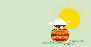 Animasyon Mutlu Pongal Festivali Kutlama Videosu.