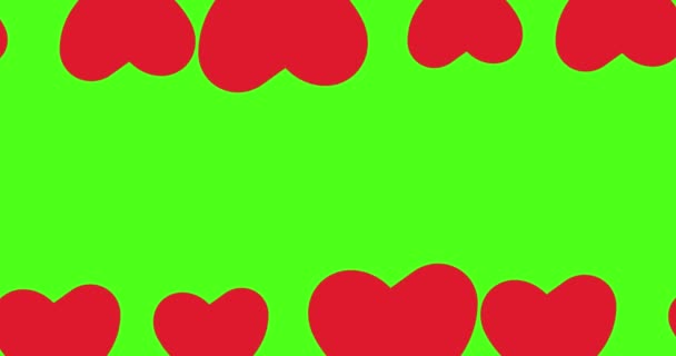Corazón Rojo Salta Mueve Izquierda Derecha Sobre Fondo Pantalla Verde — Vídeos de Stock