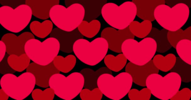 Анімація Руху Серцевих Переходів Чорному Тлі День Святого Валентина День — стокове відео