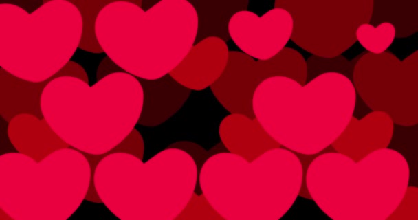 Bewegungsanimation Herzübergänge Auf Schwarzem Hintergrund Valentinstag Muttertag Hochzeit — Stockvideo