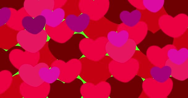 Beweging Animatie Hart Overgangen Groen Scherm Achtergrond Voor Valentijnsdag Moederdag — Stockvideo