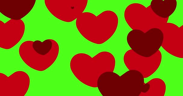 Animated Heart Floating Green Screen Background Valentine Day Mother Day — Stock Video