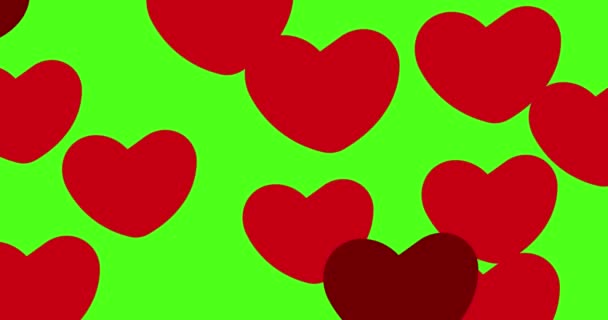 Animált Szív Lebeg Zöld Képernyő Háttér Anyák Napja Valentin Nap — Stock videók