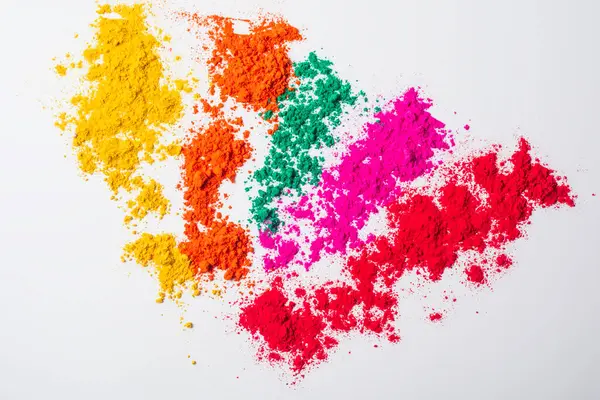 Multi Färg Holi Pulver Isolerad Vit Bakgrund Holi Indisk Färgfestival Royaltyfria Stockfoton