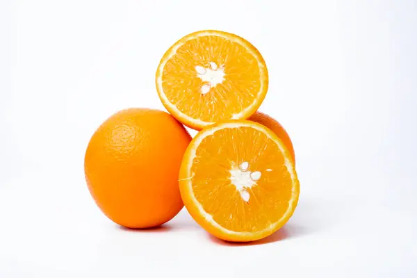 Fructe Portocalii Izolate Fond Alb Closeup Imagine de stoc