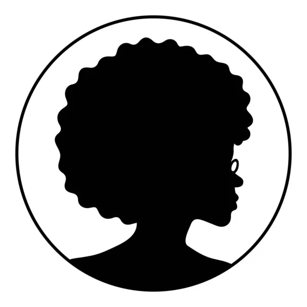 Profilo Silhouette Cameo Una Bella Donna Nera Con Afro Occhiali — Vettoriale Stock