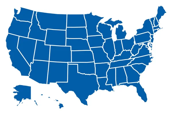 Блакитна Карта Сполучених Штатів Америки Розділена Штатами Векторному Форматі — стоковий вектор