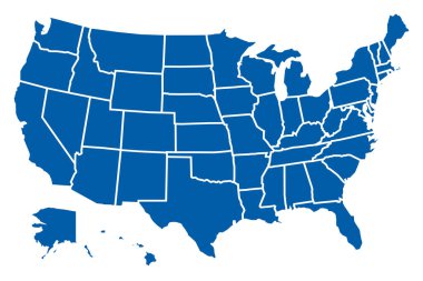 Amerika Birleşik Devletleri 'nin mavi haritası vektör biçiminde