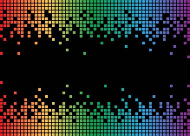 Düz Arkaplanda Gökkuşağı Bitmap Dijital Piksel Drip Deseni