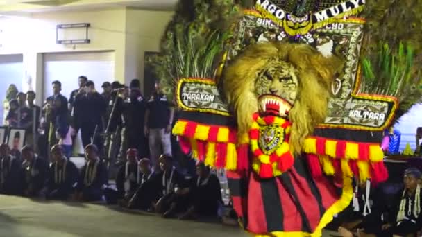 Tarakan Endonezya 08152022 Reog Ponorogo Endonezya Nın Geleneksel Dansıdır Tavus — Stok video