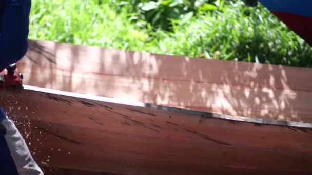 Tarakan Indonésie 2022 Indonéská Tradiční Dřevěná Loď Která Vyrábí Loď — Stock video