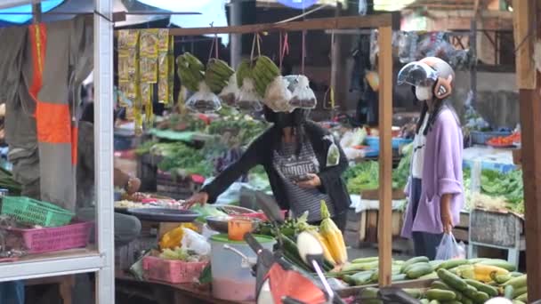Tarakan Indonesia 2022 Actividades Transacción Entre Vendedor Comprador Mercado Tradicional — Vídeos de Stock