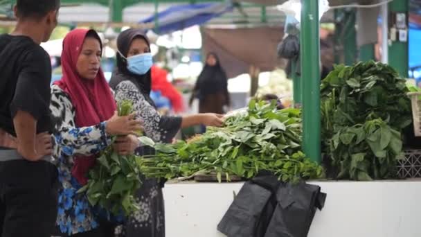 Tarakan Indonesia 2021 India Una Mujer Indonesia Que Arregla Verduras — Vídeo de stock
