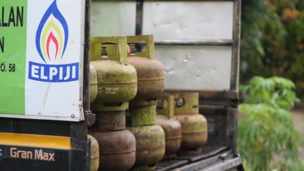 Tarakan Indonesia 2022 Gas Licuado Petróleo Glp Distribuido Vehículo Para — Vídeos de Stock