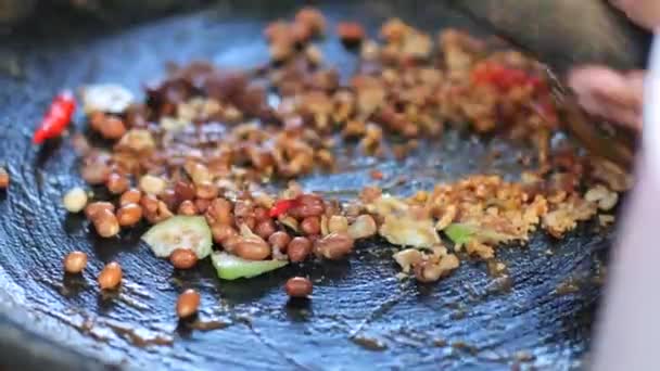 Rujak Petis Tradycyjne Potrawy Javy Wykonane Warzyw Mieszanych Parze Czarny — Wideo stockowe