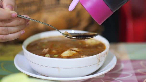 Їжа Кото Макассар Традиційний Яловичий Суп Кото Макассар Традиційна Їжа — стокове відео