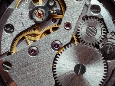 Eski mekanik cep saati. Makro çekim.