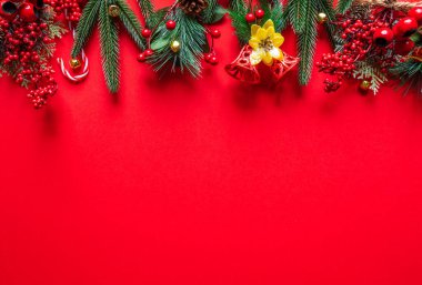 Kırmızı Noel ya da Yeni Yıl Süs Arkaplanı