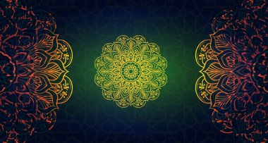 Lüks mandala arka planında altın arabesk desenli Arap İslami doğu tarzı. Ramazan Stili Dekoratif Mandala. Baskı, poster, kapak, broşür, broşür, afiş için mandala