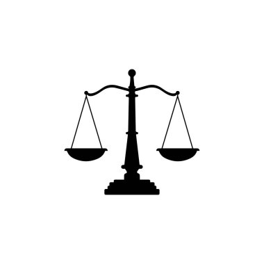 Silhouette of Balanced Scales of Justice. Vector icon. clipart