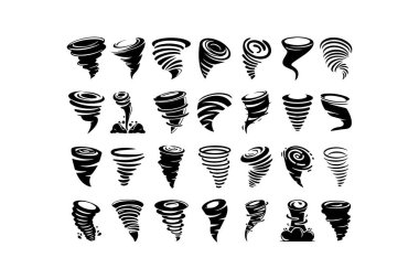 Tornado ve Kasırga Simgeleri Koleksiyonu. Vektör simgesi.