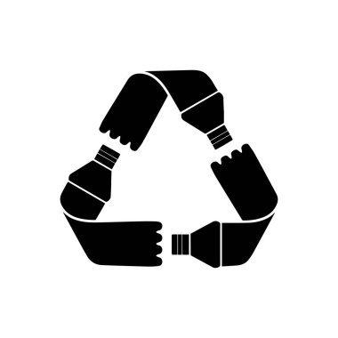 Plastik şişelerden yapılmış geri dönüşüm sembolü. Vektör simgesi.