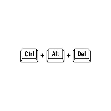 Ctrl Alt Del Klavye Kısayolu. Vektör simgesi.