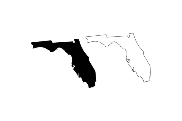 Florida eyalet haritasının silueti ve taslağı. Vektör simgesi.