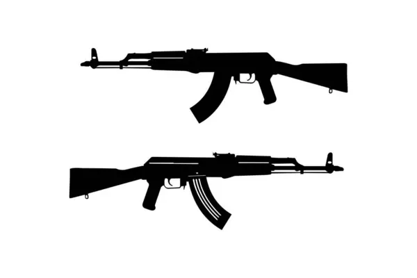 stock vector Silhouette of Two AK-47 Assault Rifles. Vector icon.