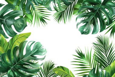 Tropical Leaf Border with White Background. Vector illustration design. clipart